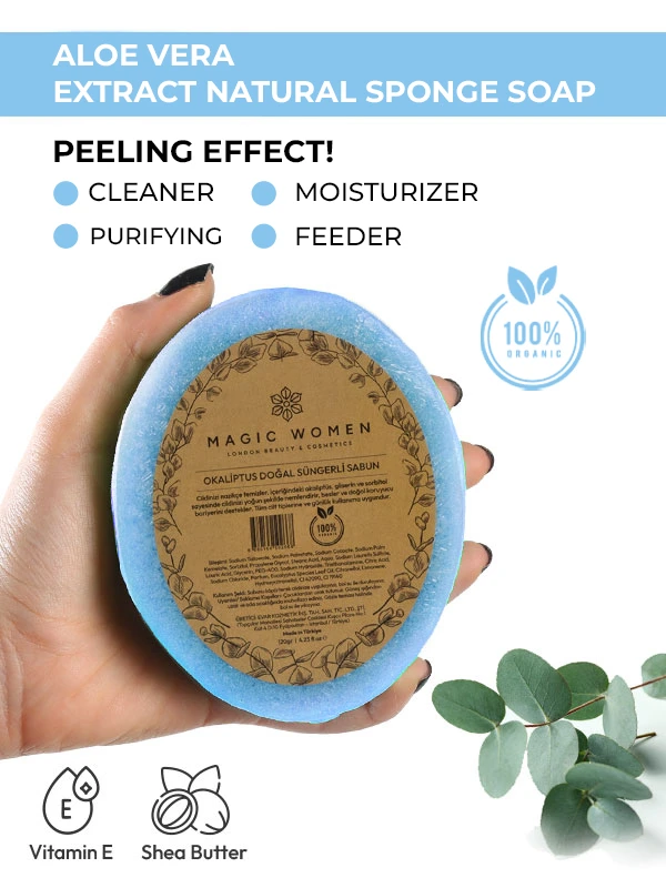 Natural Sponge Soap with Eucalyptus – 120g