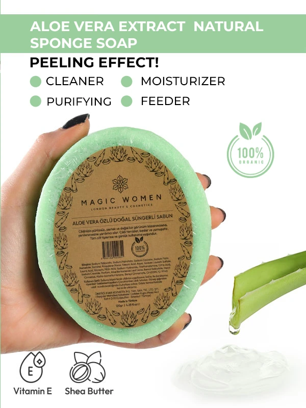 Natural Sponge Soap with Aloe Vera – 120g